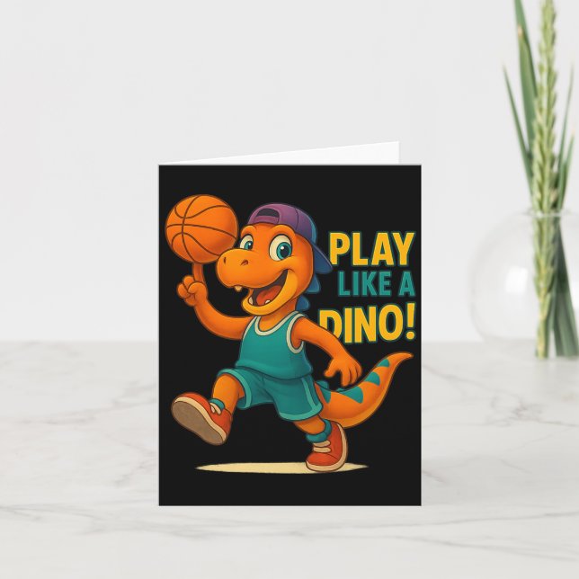 Cool Basketball Dinosaur Player Funny Sports Dino  Card (Front)