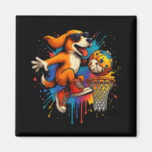 Cool Basketball Dog Dunking Fun Kids Pet Lover  Magnet