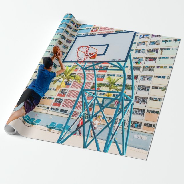 Cool Basketball Gift Wrapping Paper (Unrolled)