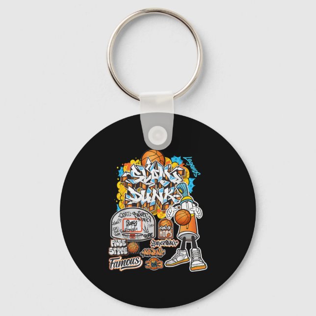 Cool Basketball Graffiti Style Illustration Graphi Key Ring (Front)