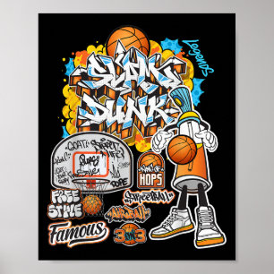 Cool Basketball Graffiti Style Illustration Graphi Poster