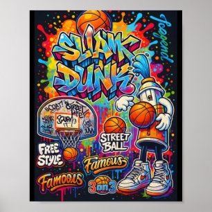 Cool Basketball Graffiti Style Illustration Graphi Poster