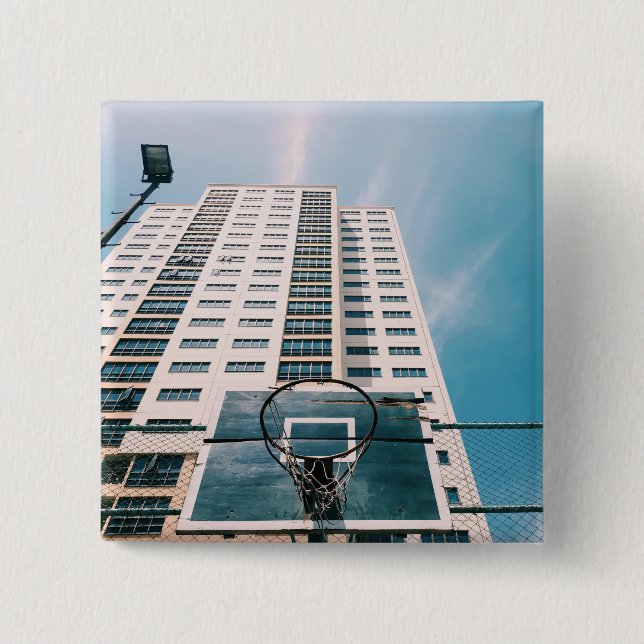 Cool Basketball Hoop 15 Cm Square Badge (Front)