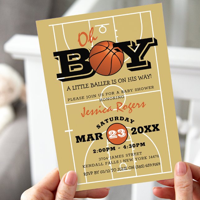 Cool Basketball 'Oh Boy' Baby Shower Invitation (Creator Uploaded)
