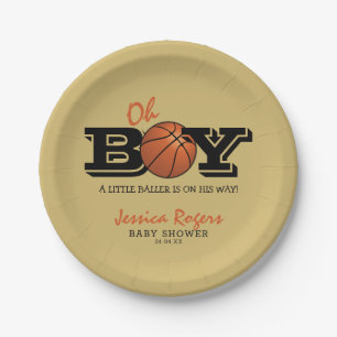 Cool Basketball 'Oh Boy' Baby Shower Paper Plate