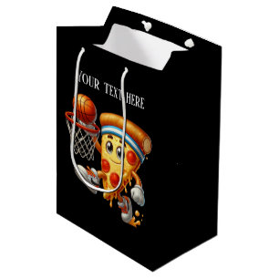 Cool Basketball sports pizza party  Medium Gift Bag