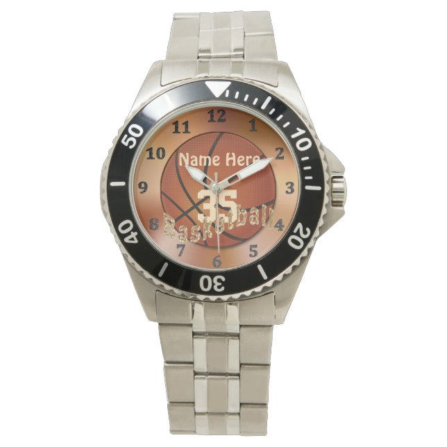 Cool Basketball Watches with YOUR NAME and NUMBER (Front)