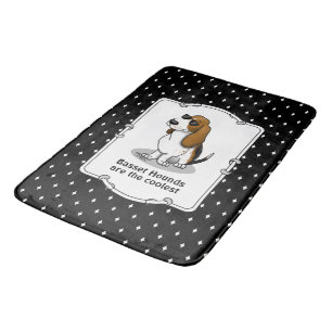 Cool Basset Hound dog and sunglasses (tri-color 1) Bath Mat