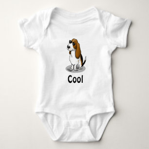 Cool Basset Hound dog and sunglasses (tri-colour 1 Baby Bodysuit