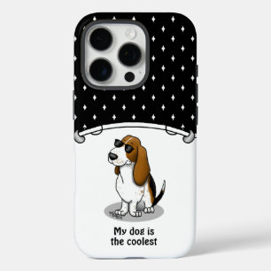 Cool Basset Hound dog and sunglasses (tri-colour 1 iPhone 16 Pro Case