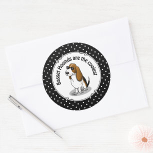 Cool Basset Hound dog and sunglasses (tri-colour 1 Classic Round Sticker