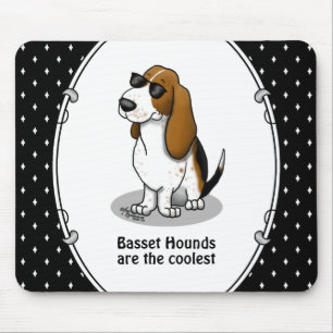 Cool Basset Hound dog and sunglasses (tri-colour 1 Mouse Mat