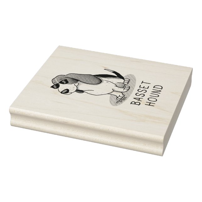 Cool Basset Hound dog and sunglasses (tri-colour 1 Rubber Stamp (Stamp)
