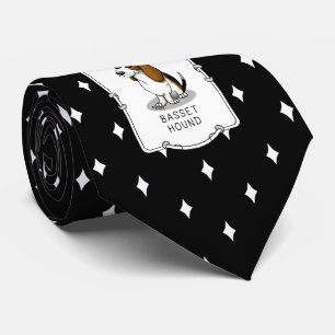Cool Basset Hound dog and sunglasses (tri-colour 1 Tie