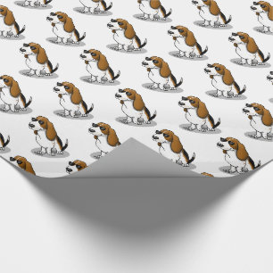 Cool Basset Hound dog and sunglasses (tri-colour 1 Wrapping Paper