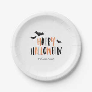 Cool Bats Halloween Party Paper Plate