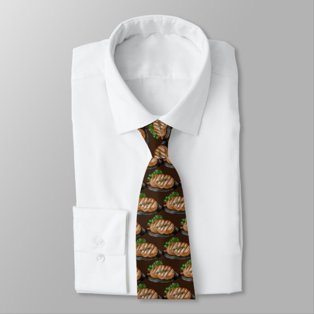 Cool BBQ beef tiled pattern Tie (Tied)