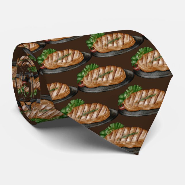 Cool BBQ beef tiled pattern Tie (Rolled)