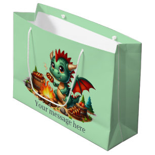 Cool BBQ Dragon add text  Large Gift Bag