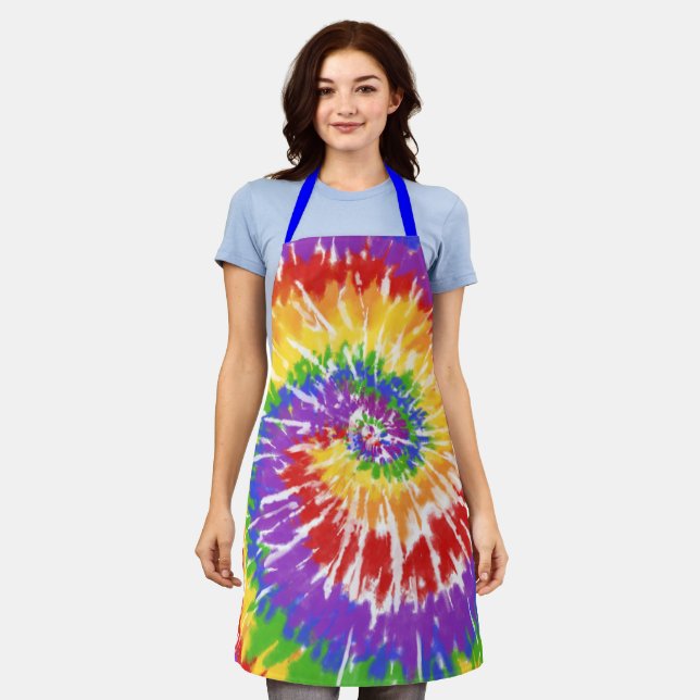 Cool BBQ Lover Griller Dad Mum Tie Dye Grill Apron (Worn)
