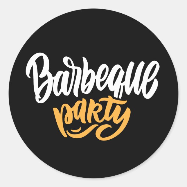 Cool BBQ party word art Classic Round Sticker (Front)