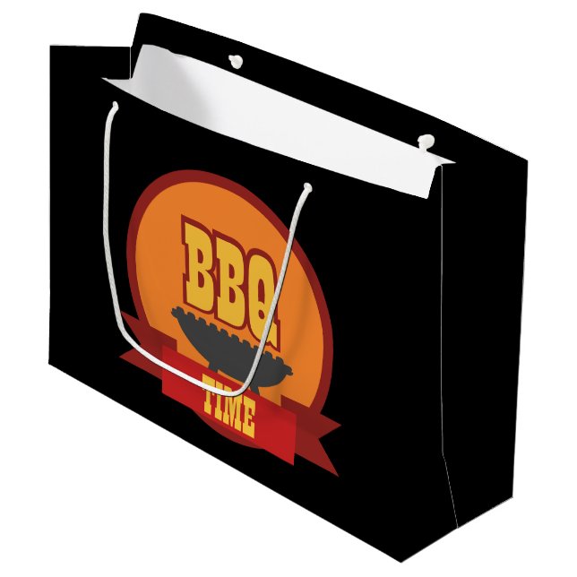 cool BBQ time party word art Large Gift Bag  (Front Angled)