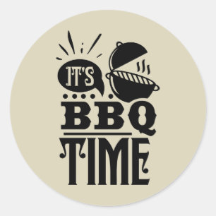 Cool BBQ time word art Classic Round Sticker