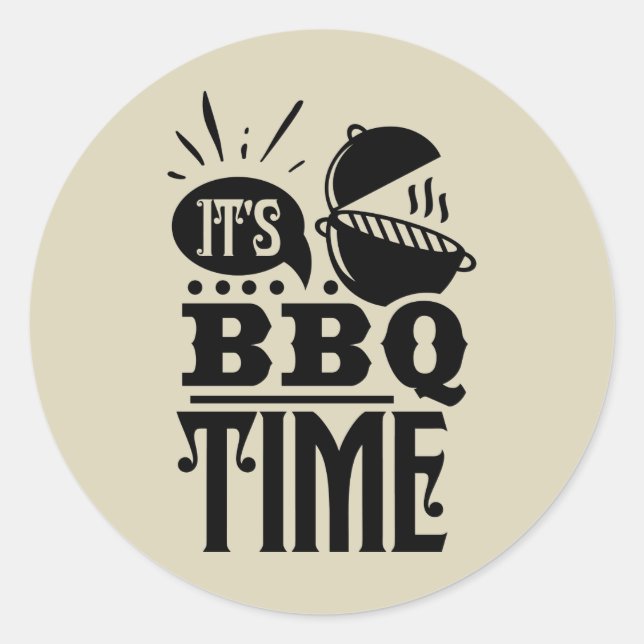 Cool BBQ time word art  Classic Round Sticker (Front)