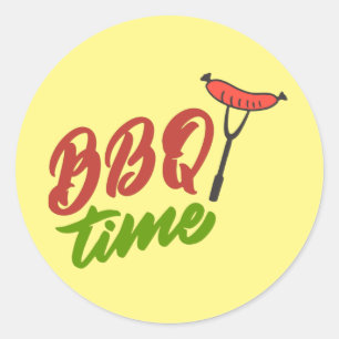 Cool BBQ time word art Classic Round Sticker