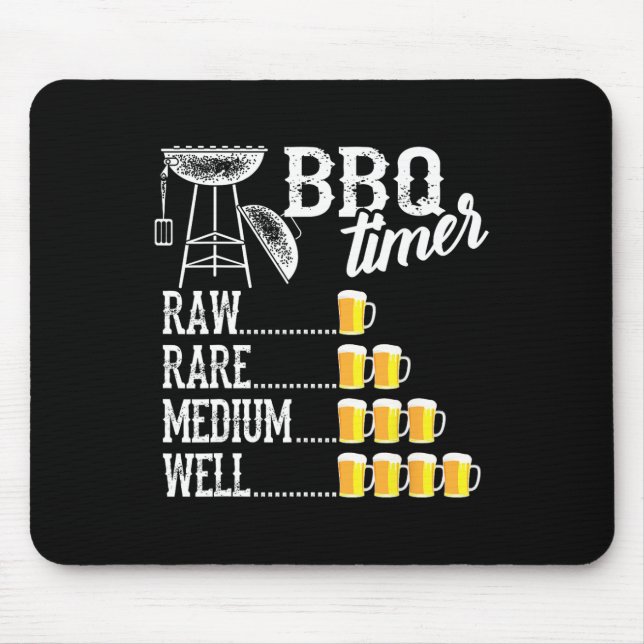 Cool Bbq Timer Raw Rare Medium Well Funny Beer Dri Mouse Mat (Front)