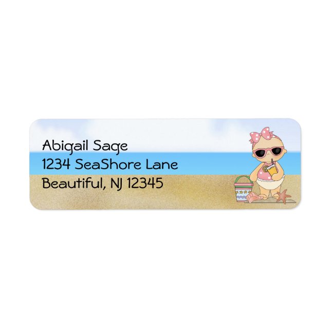 Cool Beach Baby Girl Sipping a Lemonade Address (Front)