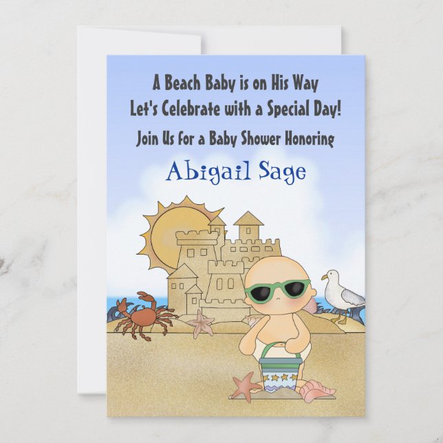 Cool Beach Baby Shower Invitation for Boys (Front)