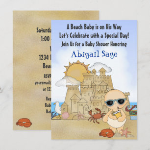 Cool Beach Baby Shower Invitation for Boys
