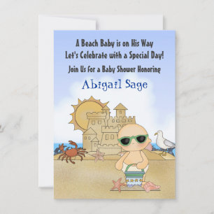 Cool Beach Baby Shower Invitation for Boys
