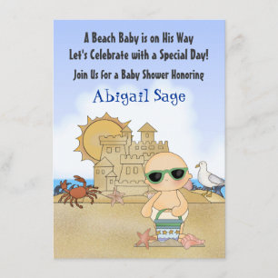 Cool Beach Baby Shower Invitation for Boys