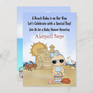Cool Beach Baby Shower Invitation for Girls