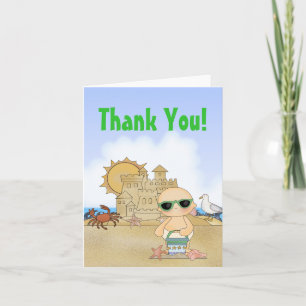 Cool Beach Baby Thank You Card ~ Neutral