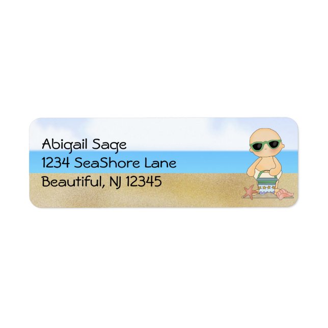 Cool Beach Baby with Sand Bucket Address (Front)