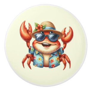 Cool beach house crab lovers  ceramic knob