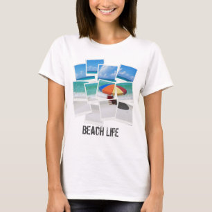 Cool Beach Life Umbrella Photo Frame Collage T-Shirt