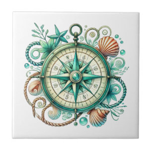 Cool beach lovers  compass  tile