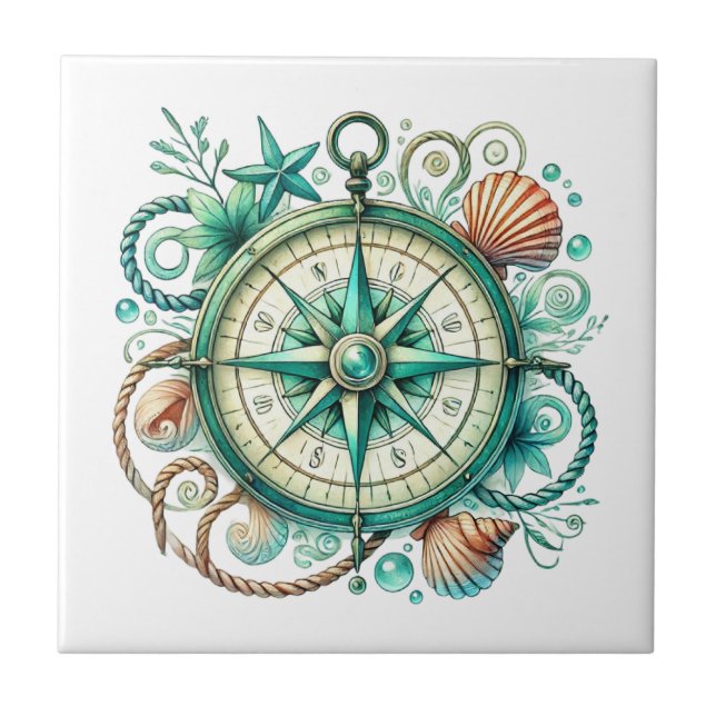 Cool beach lovers  compass  tile (Front)