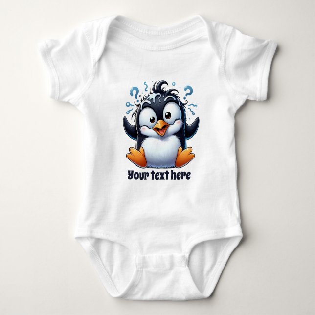 Cool beach penguin unisex add text baby bodysuit (Front)