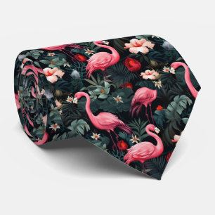 Cool beach pink flamingo tiled tie