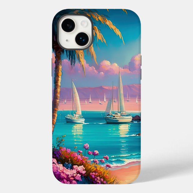 cool Beach sailboat lovers Case-Mate iPhone Case (Back)