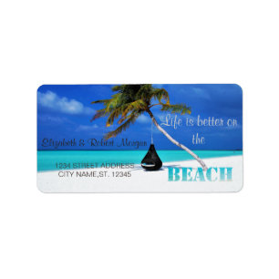 Cool Beach,Sand,Palm Wedding Label