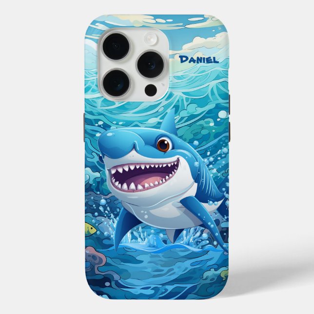 Cool beach shark add name Case-Mate iPhone case (Back)
