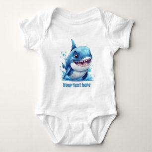 Cool beach shark add text baby bodysuit