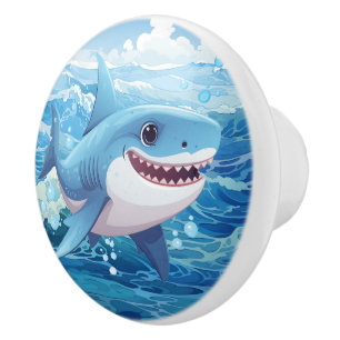 Cool beach shark lovers  ceramic knob