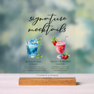Cool Beach Signature Mocktails Summer Menu Acrylic Sign